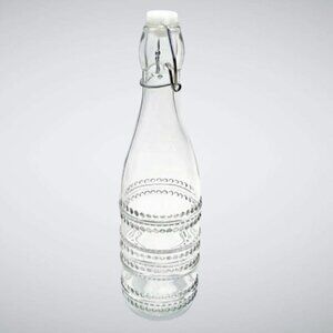 Stylesetter Clear Glass Beaded Dot Bottle with Swing Top Tight Seal Stopper